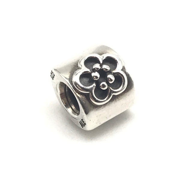 Pandora Retired Flower Block Bead Charm - Picture 1 of 3